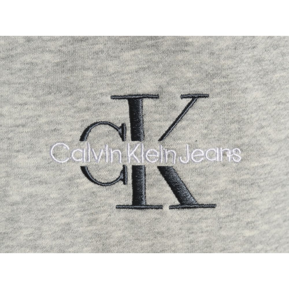 DDKicks Calvin Klein  Grey Embroidered Letter Hidden Button Hooded Sweatshirt Women's