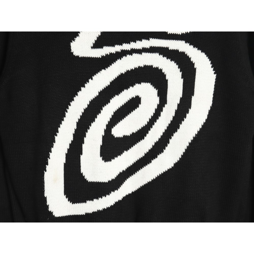 DD Stussy S curly mosquito coil knitted sweater Black