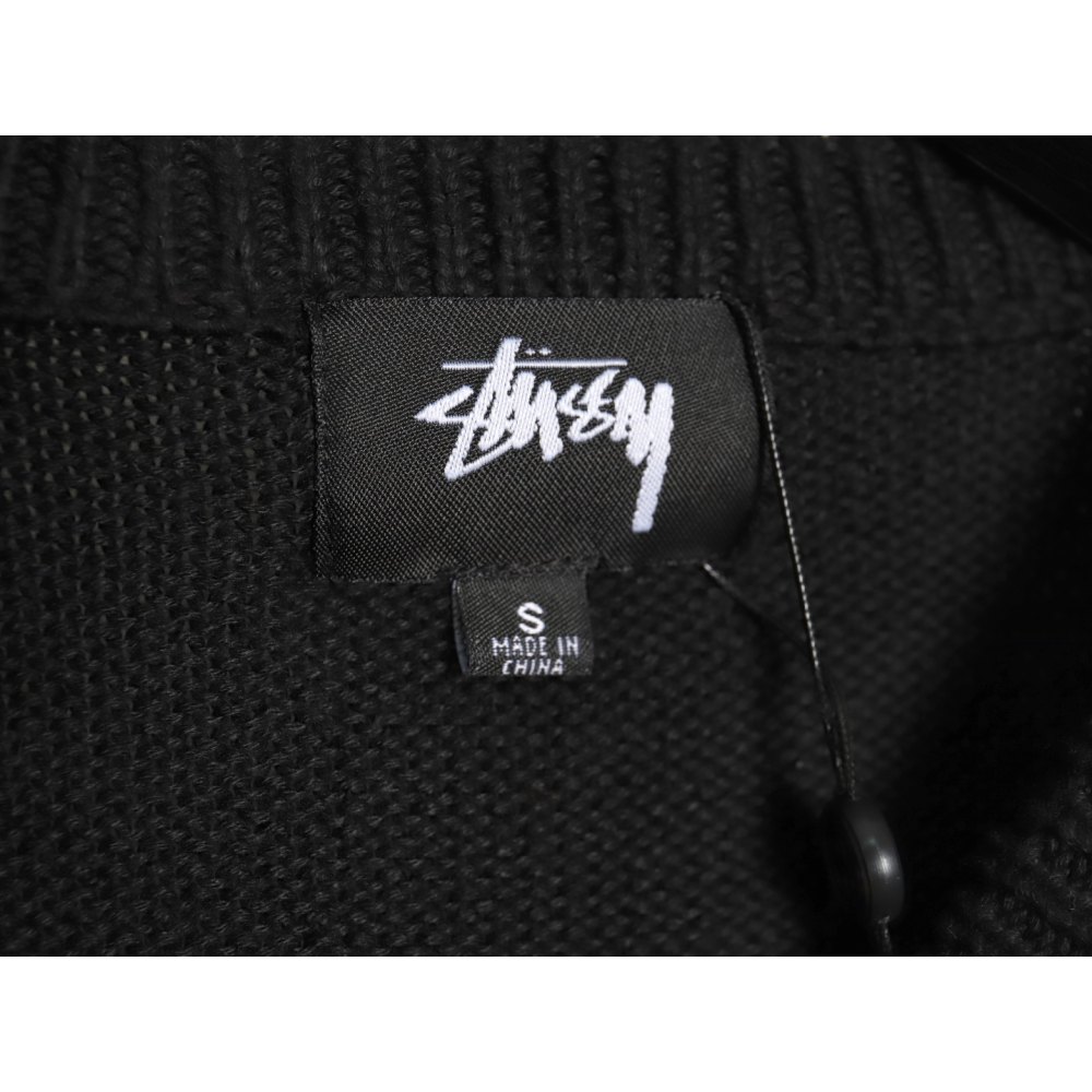 DD Stussy S curly mosquito coil knitted sweater Black