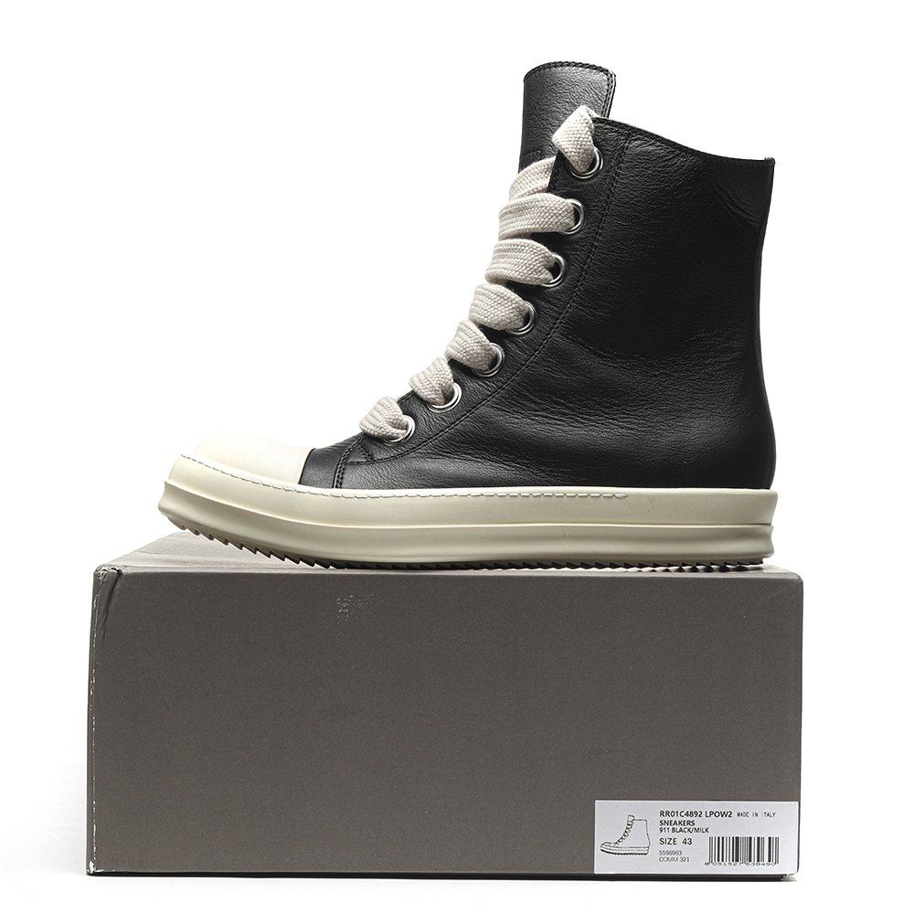 DD Rick 0wens Lido High Sneaks Black Milk  Canvas Boots -RR01C4892 LPOW2