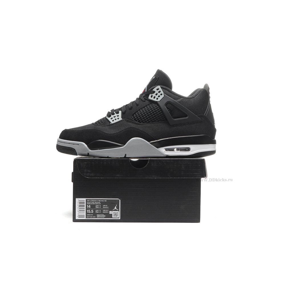 Size 14  Jordan 4 Retro SE Black Canvas
